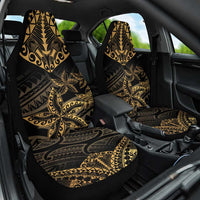 Black and Gold Polynesia Car Seat Cover Plumeria Tattoo With Polynesian Pattern LT14 One Size Black - Polynesian Pride