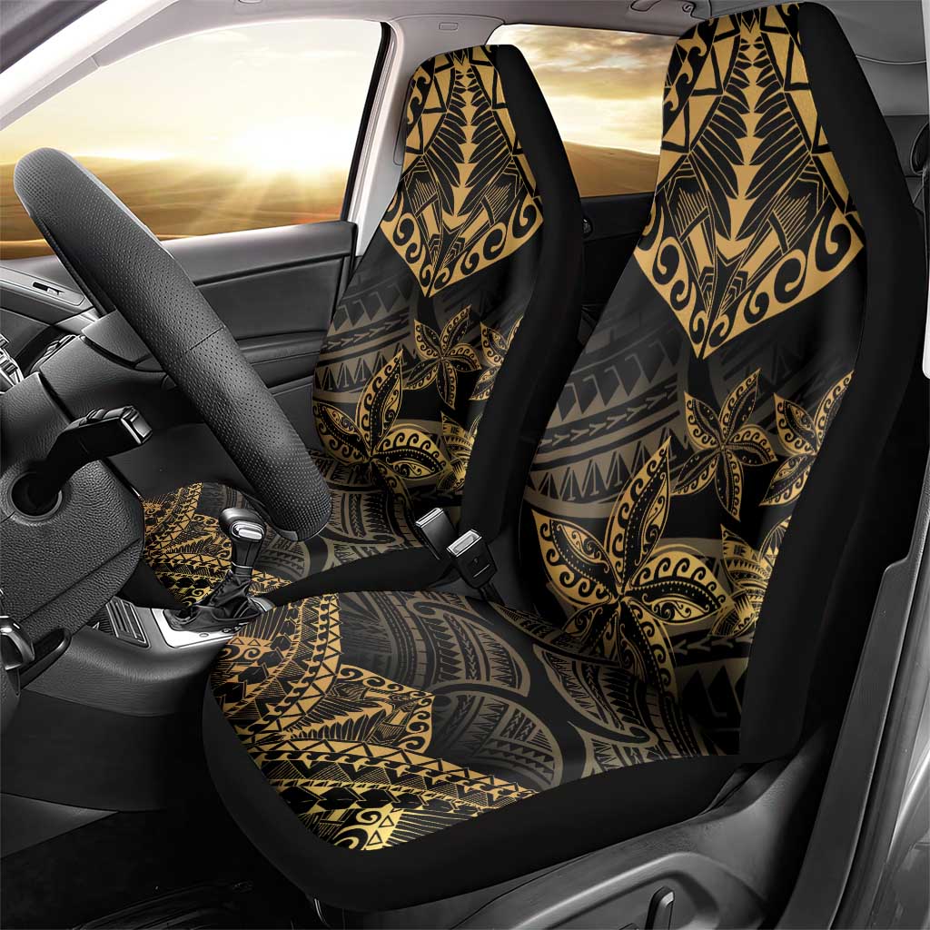 Black and Gold Polynesia Car Seat Cover Plumeria Tattoo With Polynesian Pattern LT14 - Polynesian Pride