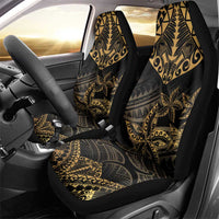 Black and Gold Polynesia Car Seat Cover Plumeria Tattoo With Polynesian Pattern LT14 - Polynesian Pride