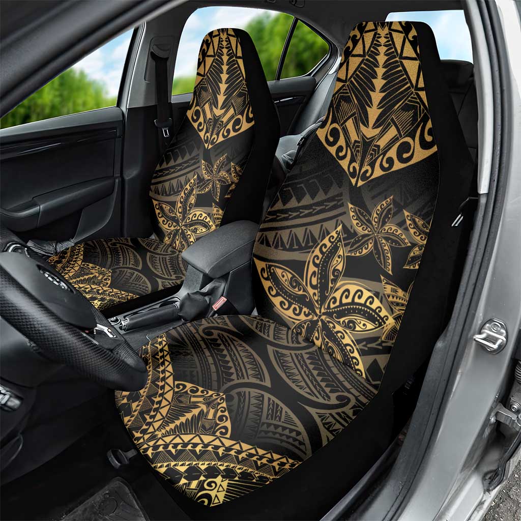 Black and Gold Polynesia Car Seat Cover Plumeria Tattoo With Polynesian Pattern LT14 - Polynesian Pride
