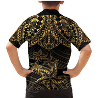 Black and Gold Polynesia Family Matching Mermaid Dress and Hawaiian Shirt Plumeria Tattoo With Polynesian Pattern LT14 - Polynesian Pride