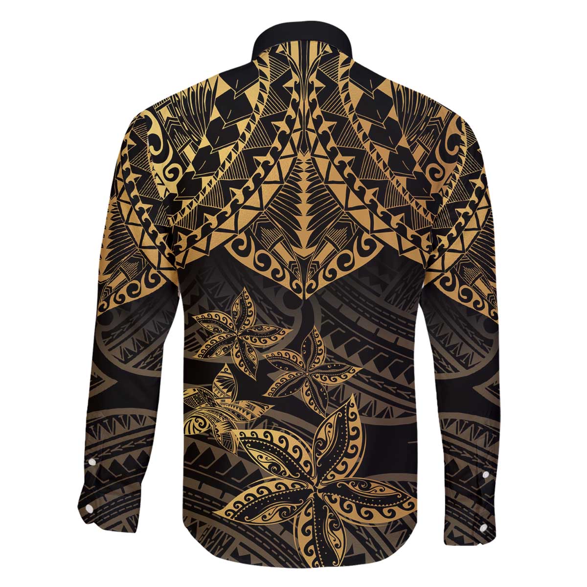 Black and Gold Polynesia Family Matching Off The Shoulder Long Sleeve Dress and Hawaiian Shirt Plumeria Tattoo With Polynesian Pattern LT14 - Polynesian Pride