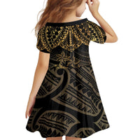 Black and Gold Polynesia Family Matching Puletasi and Hawaiian Shirt Plumeria Tattoo With Polynesian Pattern LT14 - Polynesian Pride