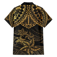 Black and Gold Polynesia Family Matching Puletasi and Hawaiian Shirt Plumeria Tattoo With Polynesian Pattern LT14 - Polynesian Pride