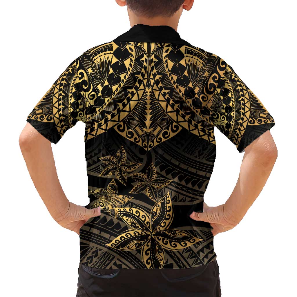 Black and Gold Polynesia Family Matching Tank Maxi Dress and Hawaiian Shirt Plumeria Tattoo With Polynesian Pattern LT14 - Polynesian Pride