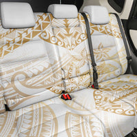 White and Gold Polynesia Back Car Seat Cover Plumeria Tattoo With Polynesian Pattern LT14 - Polynesian Pride