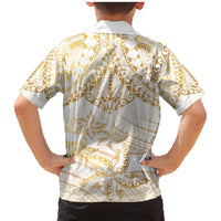 White and Gold Polynesia Family Matching Mermaid Dress and Hawaiian Shirt Plumeria Tattoo With Polynesian Pattern LT14 - Polynesian Pride