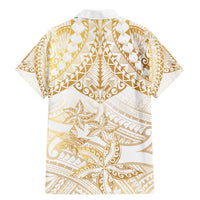 White and Gold Polynesia Family Matching Mermaid Dress and Hawaiian Shirt Plumeria Tattoo With Polynesian Pattern LT14 - Polynesian Pride