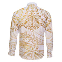 White and Gold Polynesia Family Matching Mermaid Dress and Hawaiian Shirt Plumeria Tattoo With Polynesian Pattern LT14 - Polynesian Pride