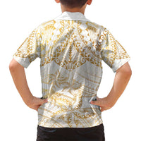 White and Gold Polynesia Family Matching Tank Maxi Dress and Hawaiian Shirt Plumeria Tattoo With Polynesian Pattern LT14 - Polynesian Pride