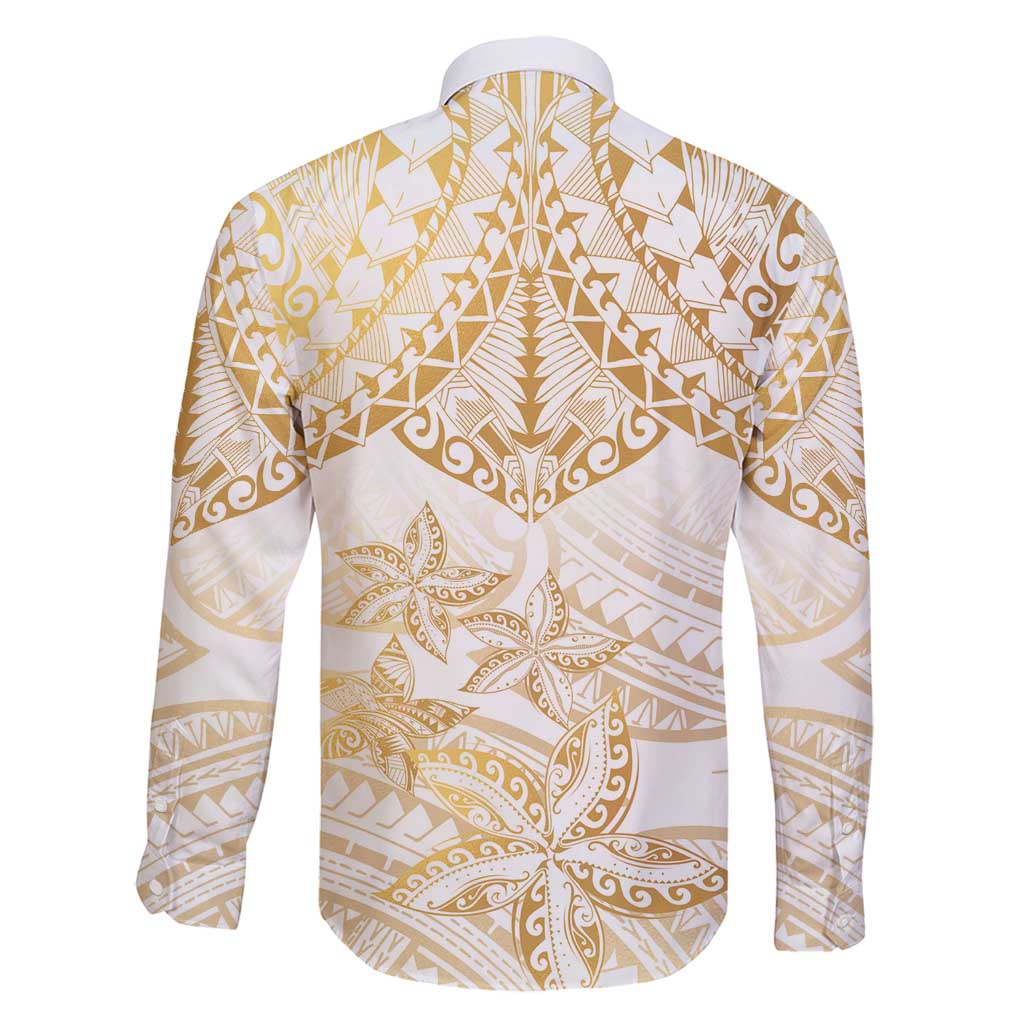 White and Gold Polynesia Family Matching Tank Maxi Dress and Hawaiian Shirt Plumeria Tattoo With Polynesian Pattern LT14 - Polynesian Pride