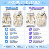 White and Gold Polynesia Pet Hoodie Plumeria Tattoo With Polynesian Pattern