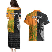 Custom Fiji And Australia Rugby Couples Matching Puletasi and Hawaiian Shirt Fijian Tapa Pattern With Aussie Aboriginal Art LT14 - Polynesian Pride