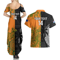 Custom Fiji And Australia Rugby Couples Matching Summer Maxi Dress and Hawaiian Shirt Fijian Tapa Pattern With Aussie Aboriginal Art LT14 - Polynesian Pride