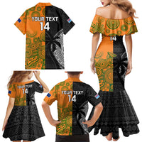 Custom Fiji And Australia Rugby Family Matching Mermaid Dress and Hawaiian Shirt Fijian Tapa Pattern With Aussie Aboriginal Art LT14 - Polynesian Pride