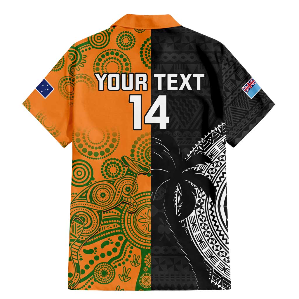 Custom Fiji And Australia Rugby Family Matching Mermaid Dress and Hawaiian Shirt Fijian Tapa Pattern With Aussie Aboriginal Art LT14 - Polynesian Pride