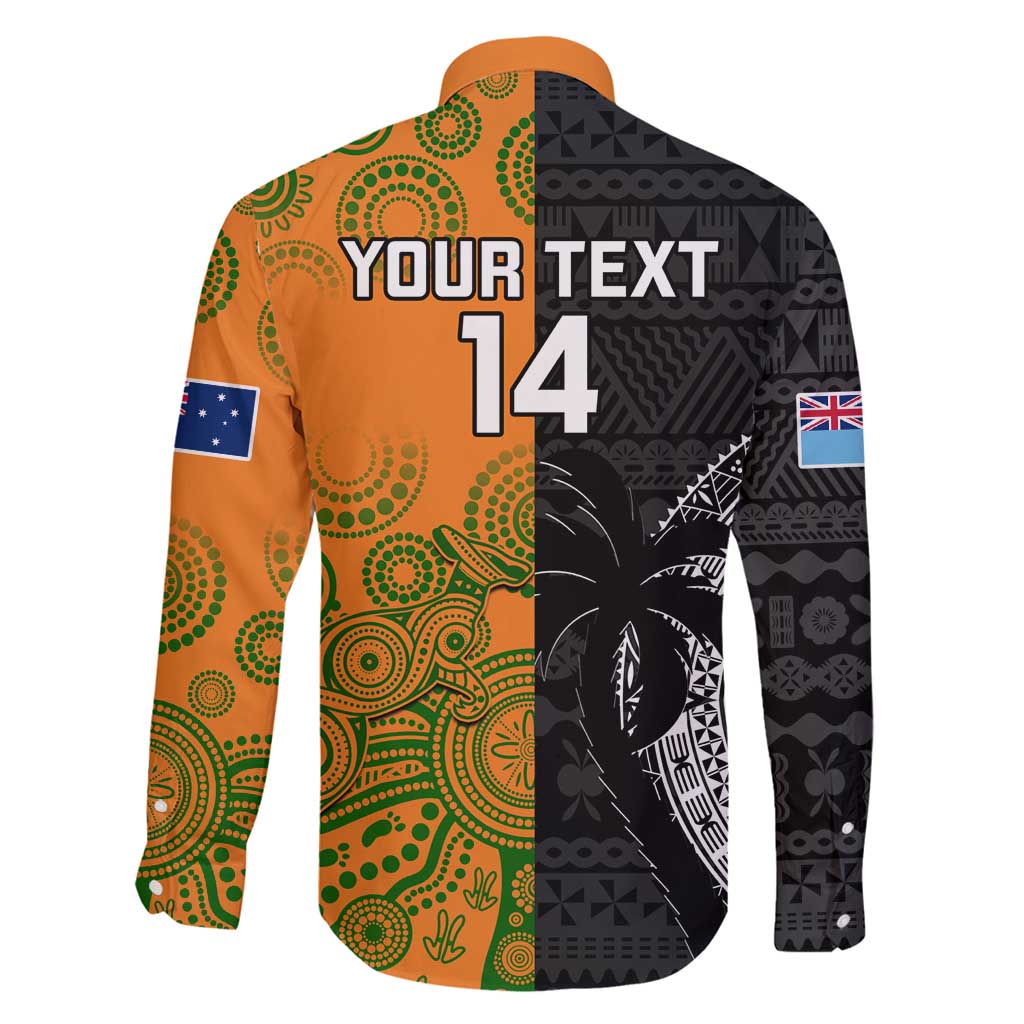Custom Fiji And Australia Rugby Family Matching Tank Maxi Dress and Hawaiian Shirt Fijian Tapa Pattern With Aussie Aboriginal Art LT14 - Polynesian Pride