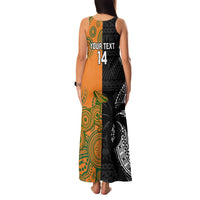 Custom Fiji And Australia Rugby Family Matching Tank Maxi Dress and Hawaiian Shirt Fijian Tapa Pattern With Aussie Aboriginal Art LT14 - Polynesian Pride