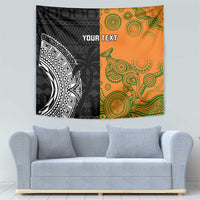 Custom Fiji And Australia Rugby Tapestry Fijian Tapa Pattern With Aussie Aboriginal Art