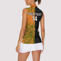 Custom Fiji And Australia Rugby Women Sleeveless Polo Shirt Fijian Tapa Pattern With Aussie Aboriginal Art LT14 - Polynesian Pride
