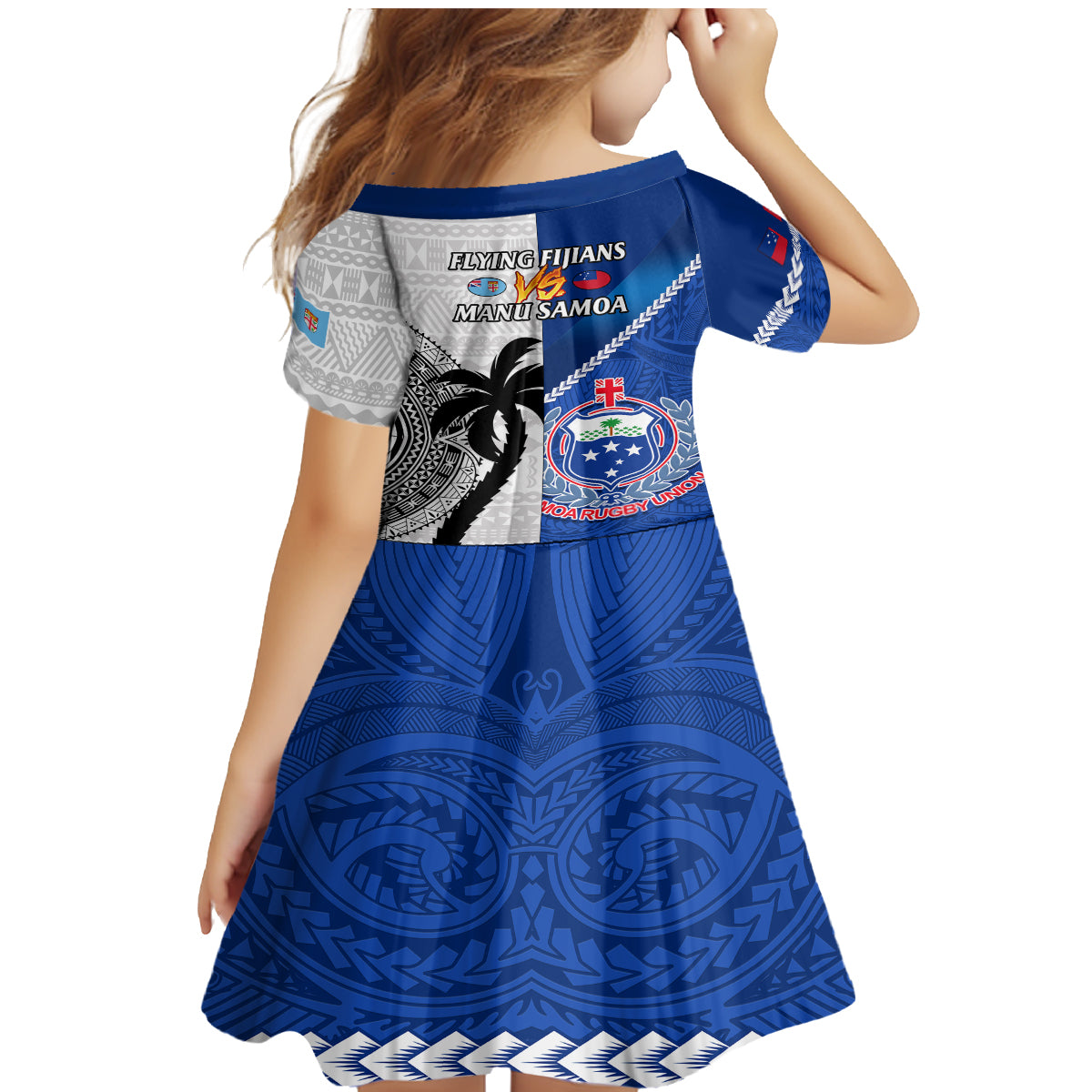 Fiji And Samoa Rugby Family Matching Mermaid Dress and Hawaiian Shirt 2023 World Cup Samoan Mix Tapa Pattern LT14 - Polynesian Pride