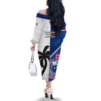 Fiji And Samoa Rugby Family Matching Off Shoulder Long Sleeve Dress and Hawaiian Shirt 2023 World Cup Samoan Mix Tapa Pattern LT14 - Polynesian Pride