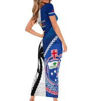 Fiji And Samoa Rugby Family Matching Short Sleeve Bodycon Dress and Hawaiian Shirt 2023 World Cup Samoan Mix Tapa Pattern LT14 - Polynesian Pride