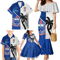 Custom Fiji And Samoa Rugby Family Matching Mermaid Dress and Hawaiian Shirt 2023 World Cup Samoan Mix Tapa Pattern LT14 - Polynesian Pride