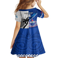 Custom Fiji And Samoa Rugby Family Matching Off Shoulder Short Dress and Hawaiian Shirt 2023 World Cup Samoan Mix Tapa Pattern LT14 - Polynesian Pride