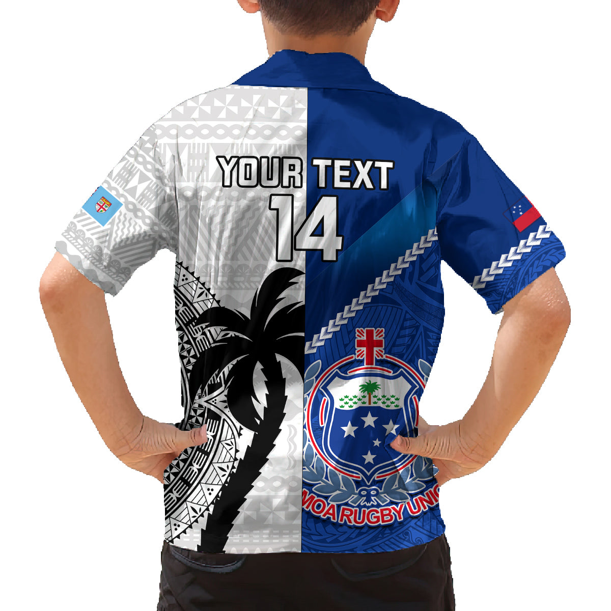 Custom Fiji And Samoa Rugby Family Matching Summer Maxi Dress and Hawaiian Shirt 2023 World Cup Samoan Mix Tapa Pattern LT14 - Polynesian Pride