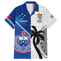 Custom Fiji And Samoa Rugby Family Matching Summer Maxi Dress and Hawaiian Shirt 2023 World Cup Samoan Mix Tapa Pattern LT14 Dad's Shirt - Short Sleeve Blue - Polynesian Pride