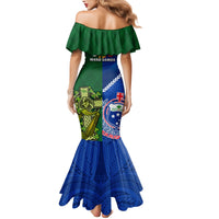 Samoa And Ireland Rugby Family Matching Mermaid Dress and Hawaiian Shirt 2023 World Cup Manu Samoa With Shamrocks LT14 - Polynesian Pride