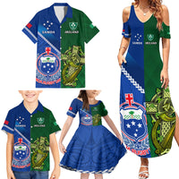 Samoa And Ireland Rugby Family Matching Summer Maxi Dress and Hawaiian Shirt 2023 World Cup Manu Samoa With Shamrocks LT14 - Polynesian Pride