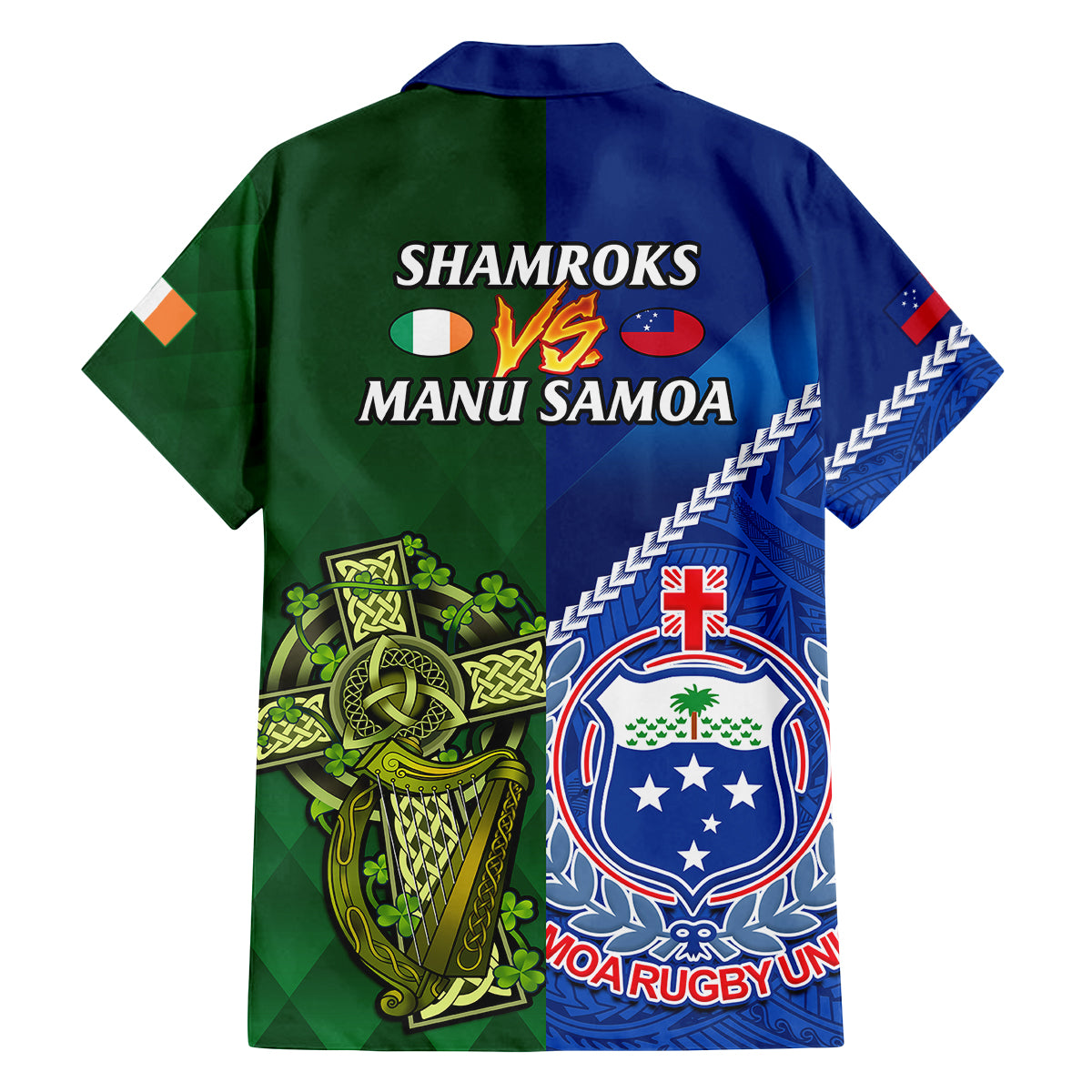 Samoa And Ireland Rugby Family Matching Summer Maxi Dress and Hawaiian Shirt 2023 World Cup Manu Samoa With Shamrocks LT14 - Polynesian Pride