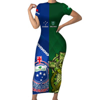 samoa-and-ireland-rugby-short-sleeve-bodycon-dress-2023-world-cup-manu-samoa-with-shamrocks