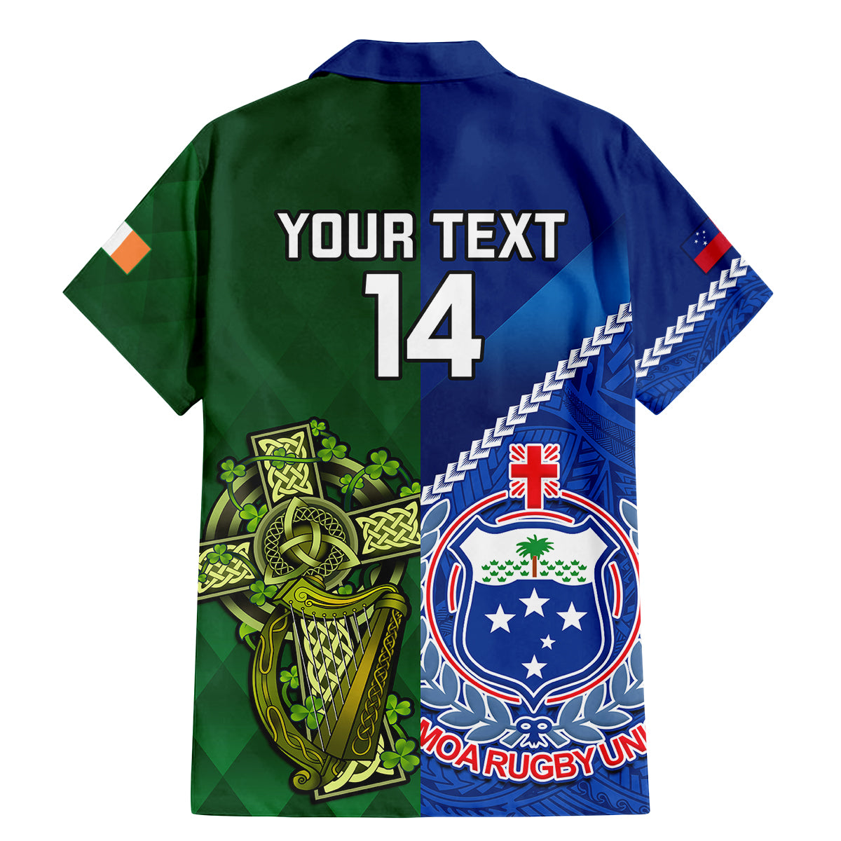 Custom Samoa And Ireland Rugby Family Matching Mermaid Dress and Hawaiian Shirt 2023 World Cup Manu Samoa With Shamrocks LT14 - Polynesian Pride