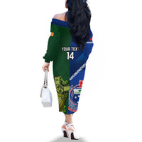 Custom Samoa And Ireland Rugby Family Matching Off Shoulder Long Sleeve Dress and Hawaiian Shirt 2023 World Cup Manu Samoa With Shamrocks LT14 - Polynesian Pride
