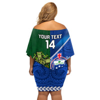 Custom Samoa And Ireland Rugby Family Matching Off Shoulder Short Dress and Hawaiian Shirt 2023 World Cup Manu Samoa With Shamrocks LT14 - Polynesian Pride