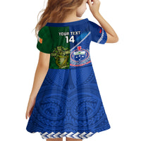 Custom Samoa And Ireland Rugby Family Matching Short Sleeve Bodycon Dress and Hawaiian Shirt 2023 World Cup Manu Samoa With Shamrocks LT14 - Polynesian Pride
