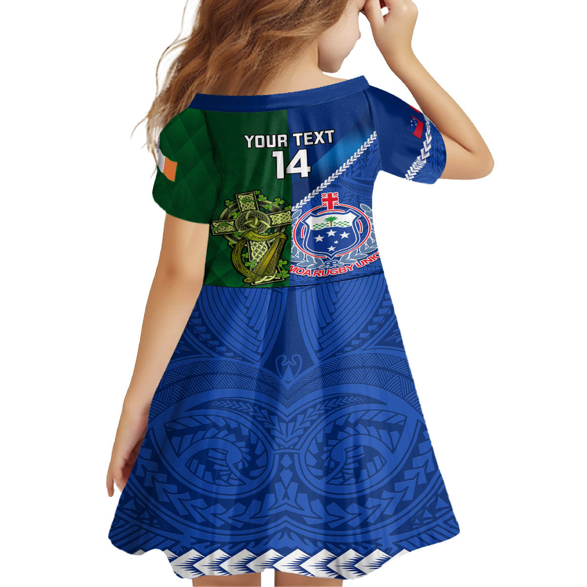 Custom Samoa And Ireland Rugby Family Matching Summer Maxi Dress and Hawaiian Shirt 2023 World Cup Manu Samoa With Shamrocks LT14 - Polynesian Pride