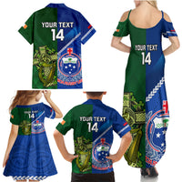 Custom Samoa And Ireland Rugby Family Matching Summer Maxi Dress and Hawaiian Shirt 2023 World Cup Manu Samoa With Shamrocks LT14 - Polynesian Pride
