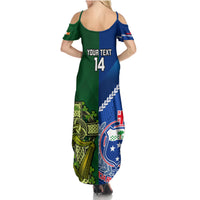 Custom Samoa And Ireland Rugby Family Matching Summer Maxi Dress and Hawaiian Shirt 2023 World Cup Manu Samoa With Shamrocks LT14 - Polynesian Pride