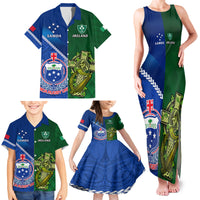 Custom Samoa And Ireland Rugby Family Matching Tank Maxi Dress and Hawaiian Shirt 2023 World Cup Manu Samoa With Shamrocks LT14 - Polynesian Pride