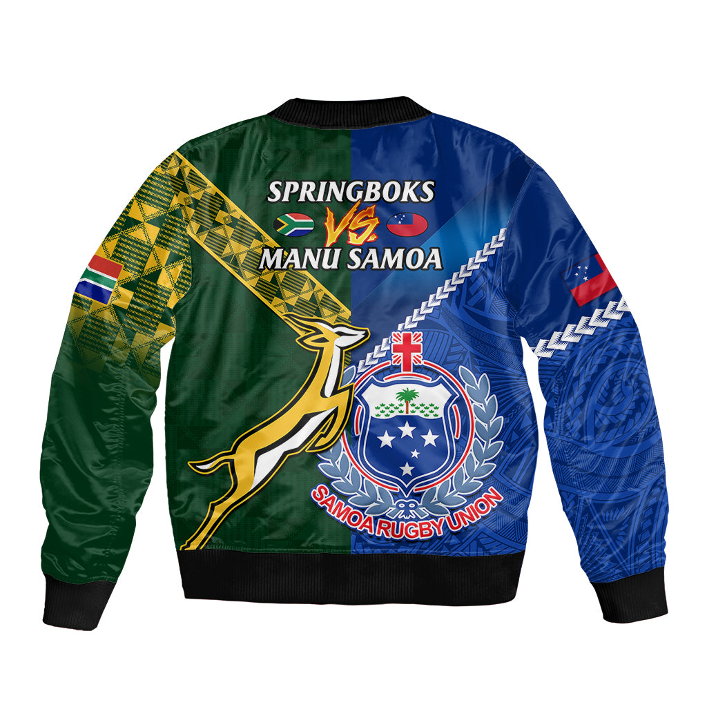 Samoa And South Africa Rugby Bomber Jacket 2023 World Cup Manu Samoa With Springboks LT14 - Polynesian Pride