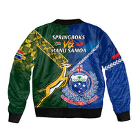 Samoa And South Africa Rugby Bomber Jacket 2023 World Cup Manu Samoa With Springboks LT14 - Polynesian Pride