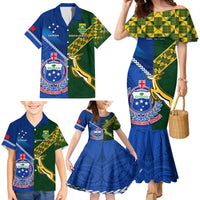 Samoa And South Africa Rugby Family Matching Mermaid Dress and Hawaiian Shirt 2023 World Cup Manu Samoa With Springboks LT14 - Polynesian Pride