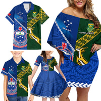 Samoa And South Africa Rugby Family Matching Off Shoulder Short Dress and Hawaiian Shirt 2023 World Cup Manu Samoa With Springboks LT14 - Polynesian Pride
