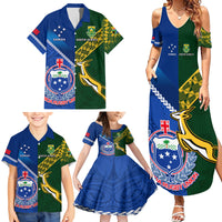 Samoa And South Africa Rugby Family Matching Summer Maxi Dress and Hawaiian Shirt 2023 World Cup Manu Samoa With Springboks LT14 - Polynesian Pride
