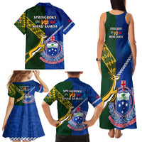 Samoa And South Africa Rugby Family Matching Tank Maxi Dress and Hawaiian Shirt 2023 World Cup Manu Samoa With Springboks LT14 - Polynesian Pride