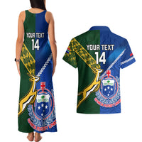 Custom Samoa And South Africa Rugby Couples Matching Tank Maxi Dress and Hawaiian Shirt 2023 World Cup Manu Samoa With Springboks LT14 - Polynesian Pride